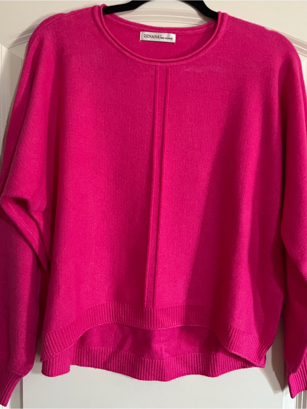 Zenana Fuchsia Pink High-Low Pullover Sweater NEW Small